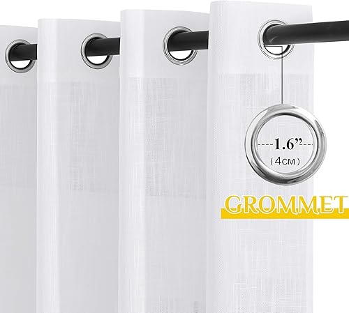 Miniatura 9 de Nicetown - Cortinas para puerta corredera transparentes de lino sintético de 100 pulgadas de ancho, para puerta de patio