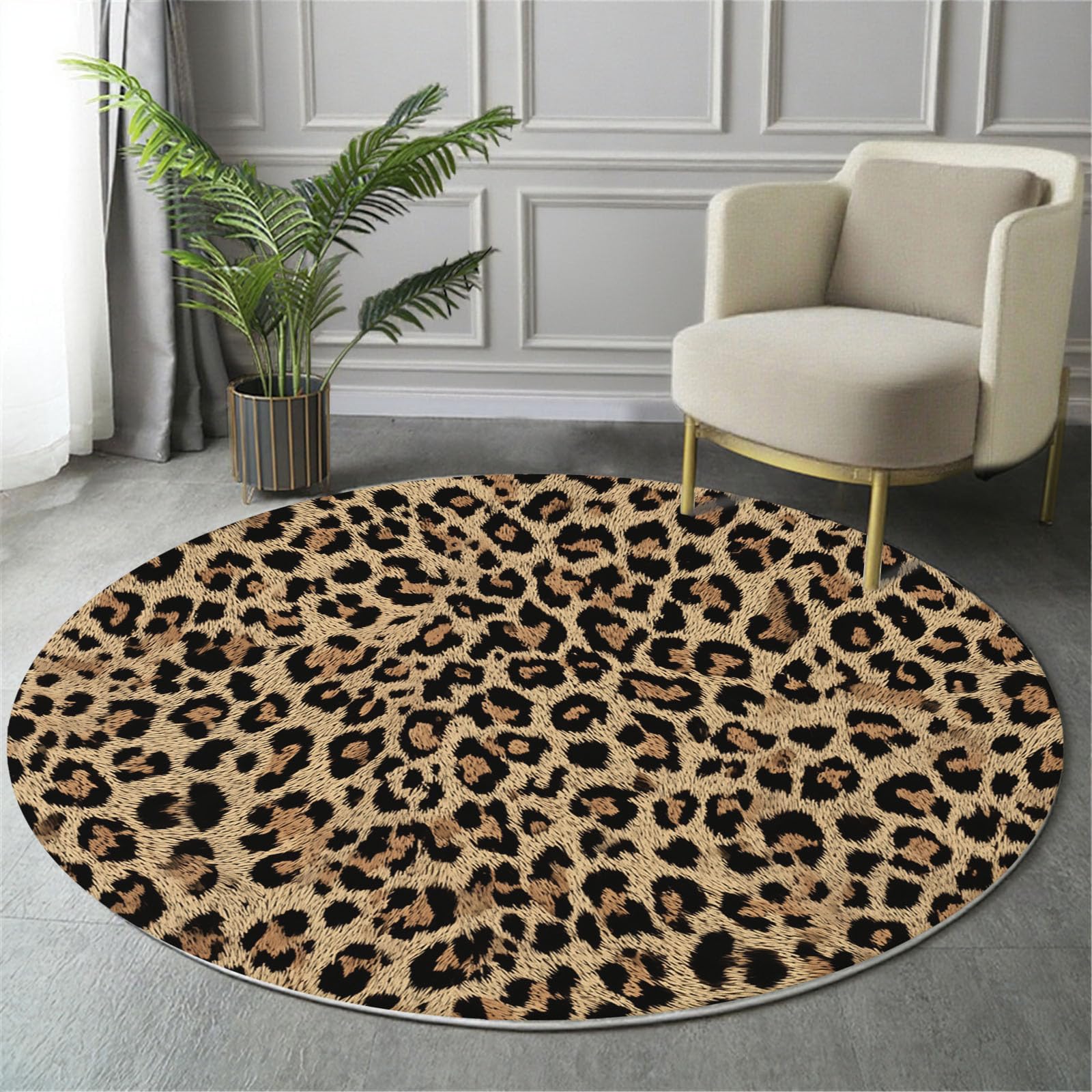 Tapis lavable en machine léopard 80cm avec envers antidérapant sécurisé