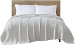 Beatrice Home Fashions GOTS Certified 100% Coton biologique Couverture de poids moyen, Couverture souple et confortable pour lit, Canapé, Couch, Chaise, Plein/Queen, Blanc