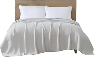 Beatrice Home Fashions GOTS Certified 100% Organic Cotton Full/Queen Blanket, Oyster - Soft Medium Weight Herringbone Weave