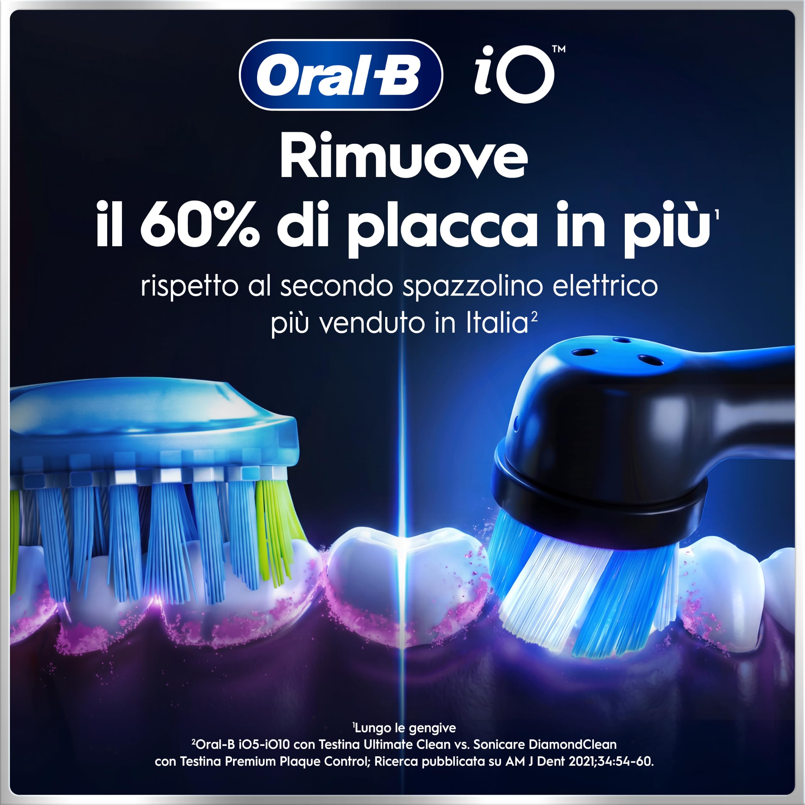 Oral-B iO 6 Spazzolino Elettrico, 3 Testine di Ricambio, Nero