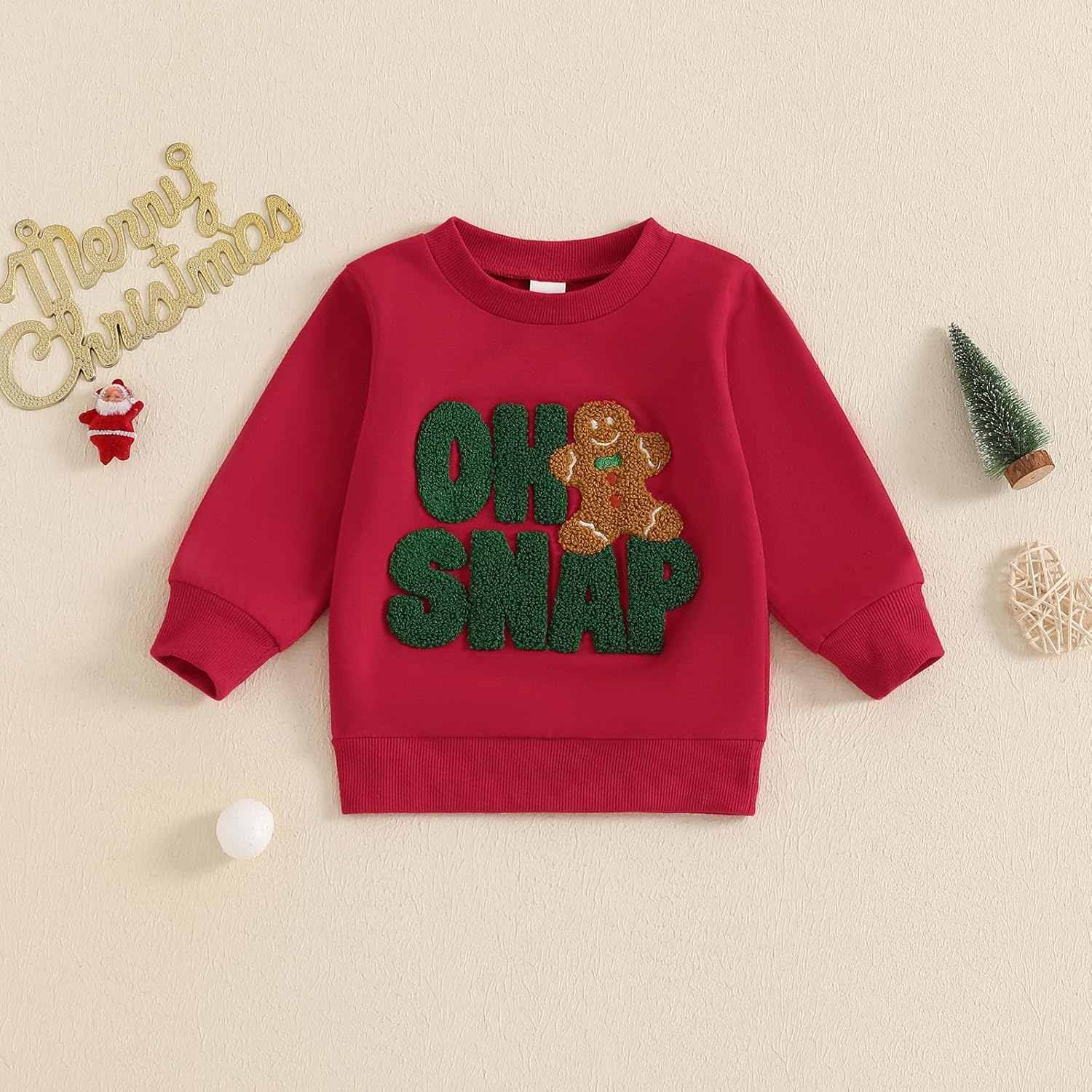 Adobabirl Toddler Baby Girl Boy Christmas Sweatshirt Santa Letter Embroidery Pullover Sweater Shirt Christmas Outfit - Image 2