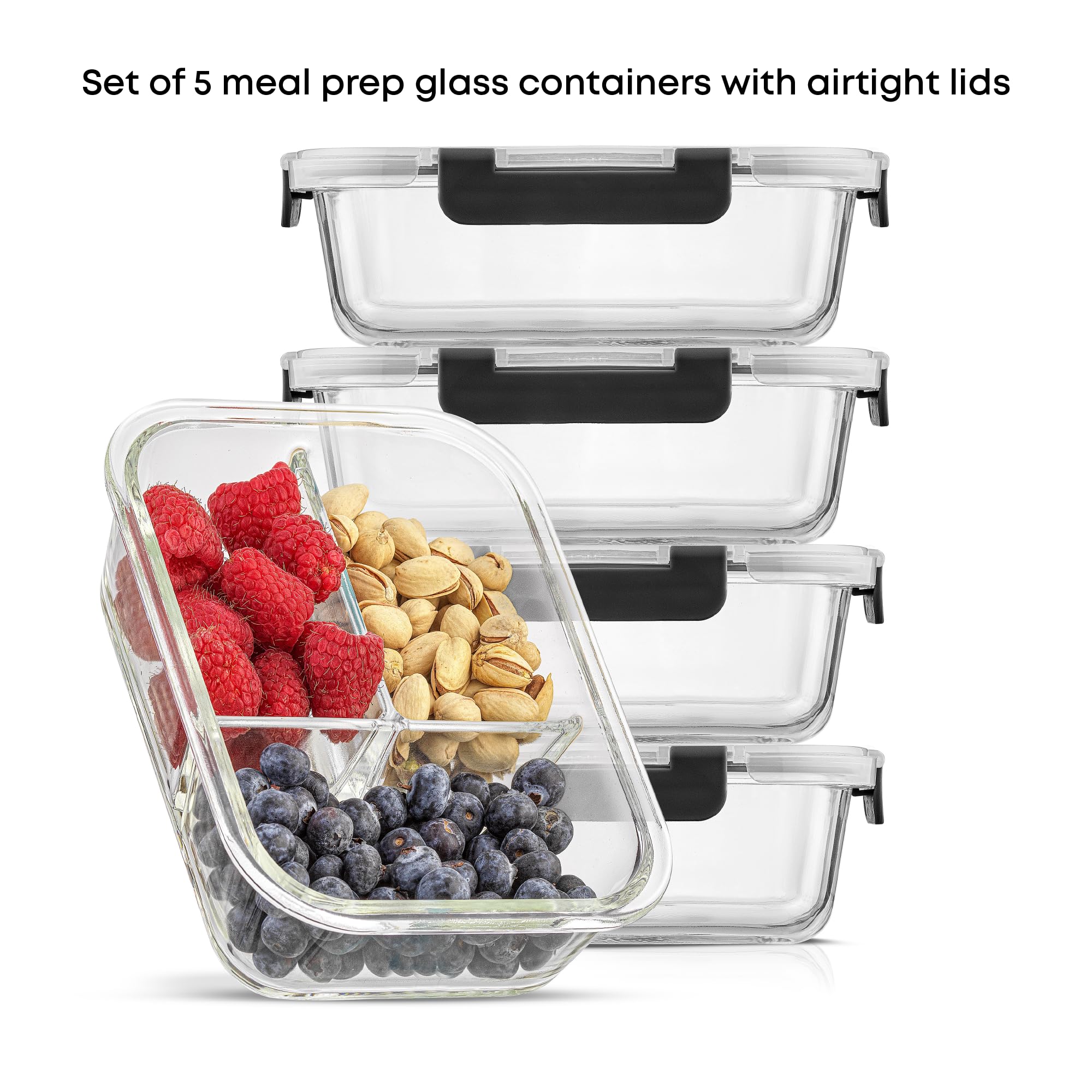 Amazon.com: JoyJolt Divided 3 Compartment Glass Meal Prep Bento