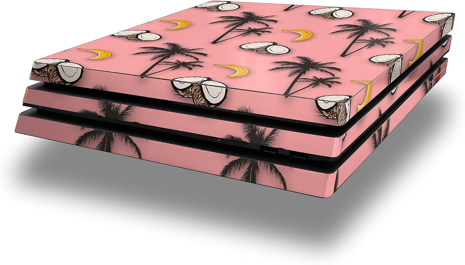 Vinyl Decal Skin Wrap Compatible with Sony PlayStation 4 Pro Console Coconuts Palm Trees and Bananas Pink