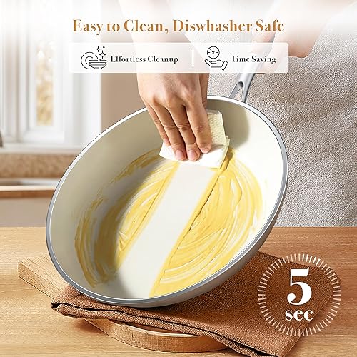 Miniatura 6 de PekGema Juego de ollas y sartenes de cerámica, 16 piezas de utensilios de cocina no tóxicos, utensilios de cocina antiadherentes, juego de sartenes