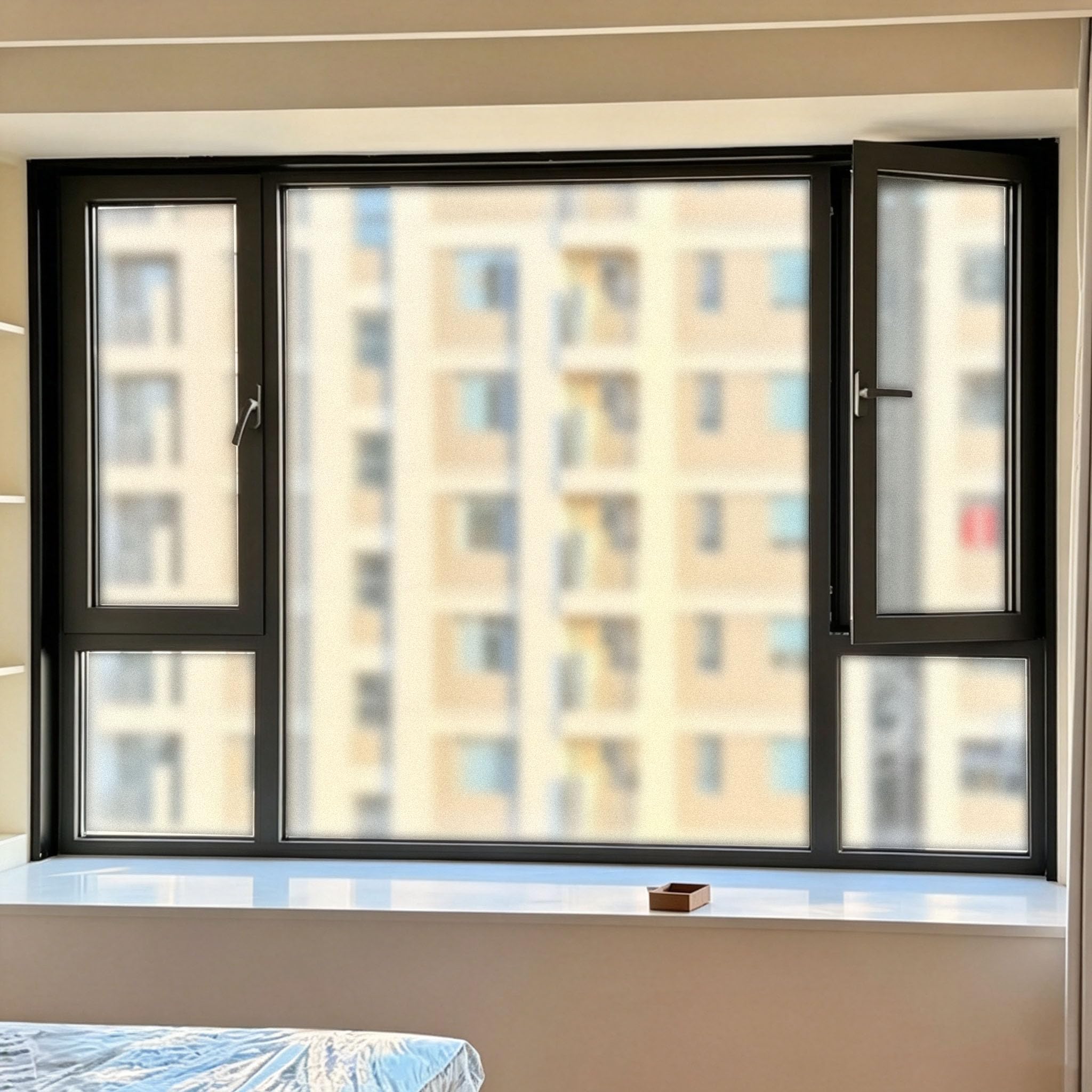 Fensterfolie Blickdicht 110 x 200 cm Wiederverwendbare Milchglasoptik Folie Statisch Haftend Ohne Kleber für Zuhause Büro Badezimmer Küche, Rein matt