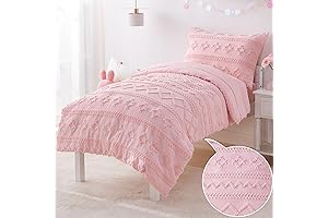 Pink Toddler Girl Bedding Boho 4 Tufts Comforter Bed in a Bag