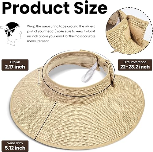 Miniatura 34 de Simplicity - Sombrero con protección solar UV UPF 50 para mujer, convertible en visera para playa