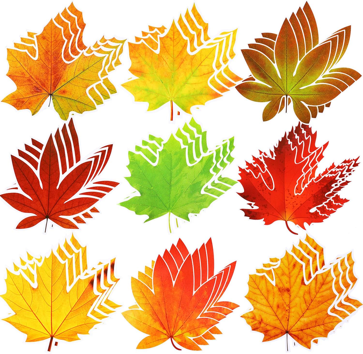 Outus Fall Bulletin Board Decorations Fall Cutouts for Classroom Leaves Cutouts Artificial Leaves with Glue Point Dots for School Thanksgiving Party Decoration, 5.9 x 5.9 Inch(90 Pieces)