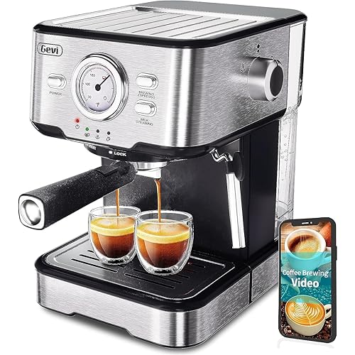 Gevi Espresso Machine, Professional Espresso Maker with Milk Frother Steam Wand, Compact Semi-Automatic Espresso Machines for Cappuccino, Latte, Gift for Dad or Mom