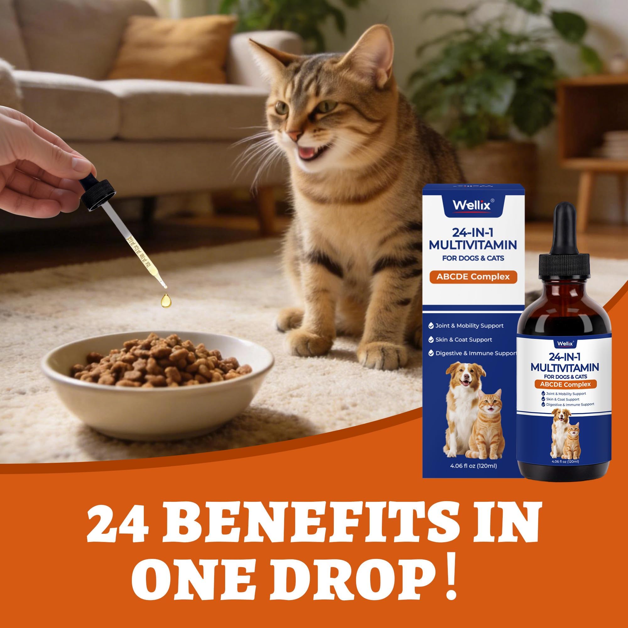Wellix 4.06 fl oz 24-in-1 Liquid Multivitamin with Taurine for Dogs & Cats — Amazon image 9