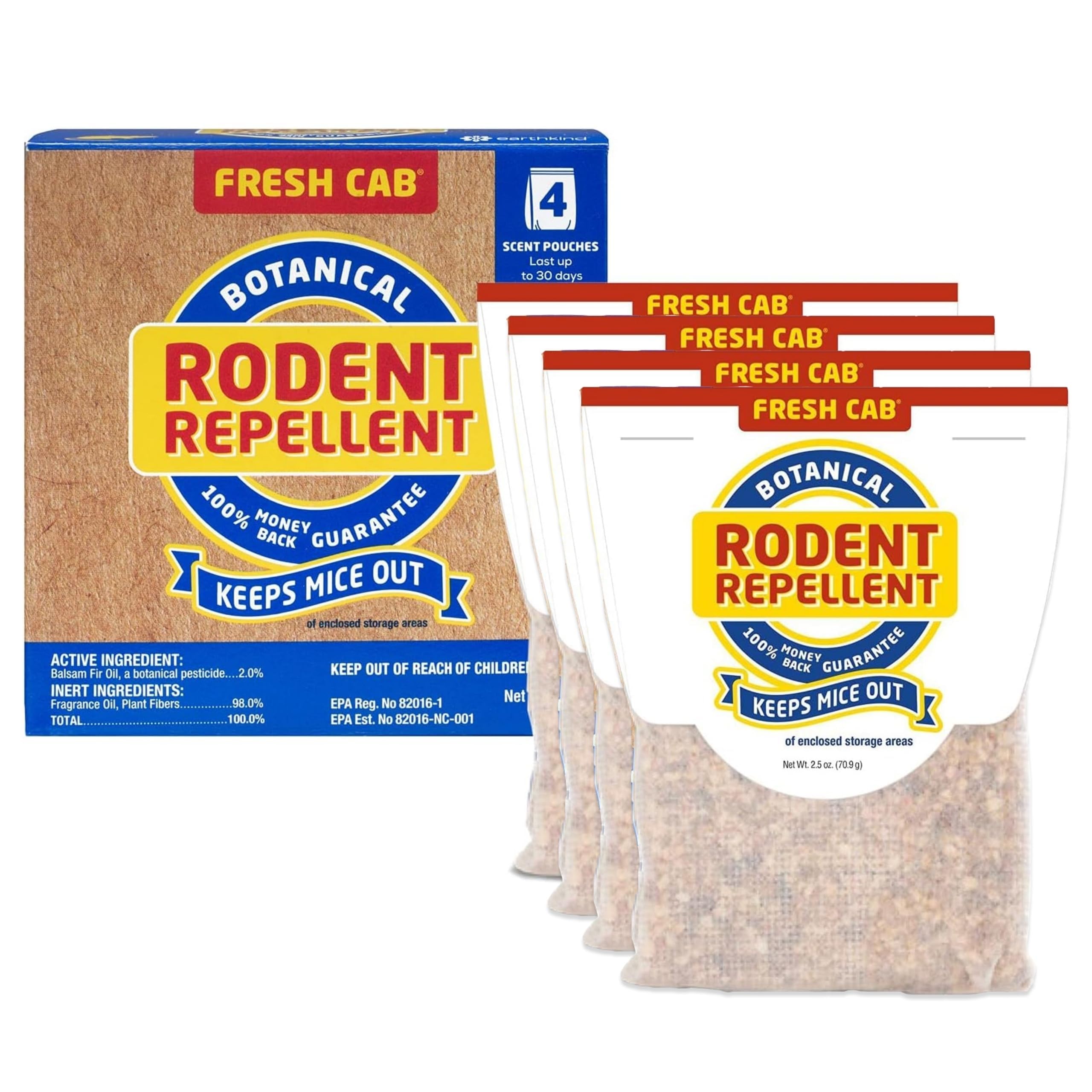 Fresh Cab FC6 4 Pouch Pk Botanical Rodent Mouse Rat Control Repellent by Fresh Cab