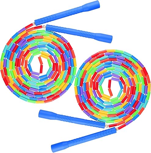 Cuerdas de salto holandesas dobles de 16.5 pies para adultos y niños, cuerda de saltar larga Rainbw, cuerda de saltar con cuentas para fitness,