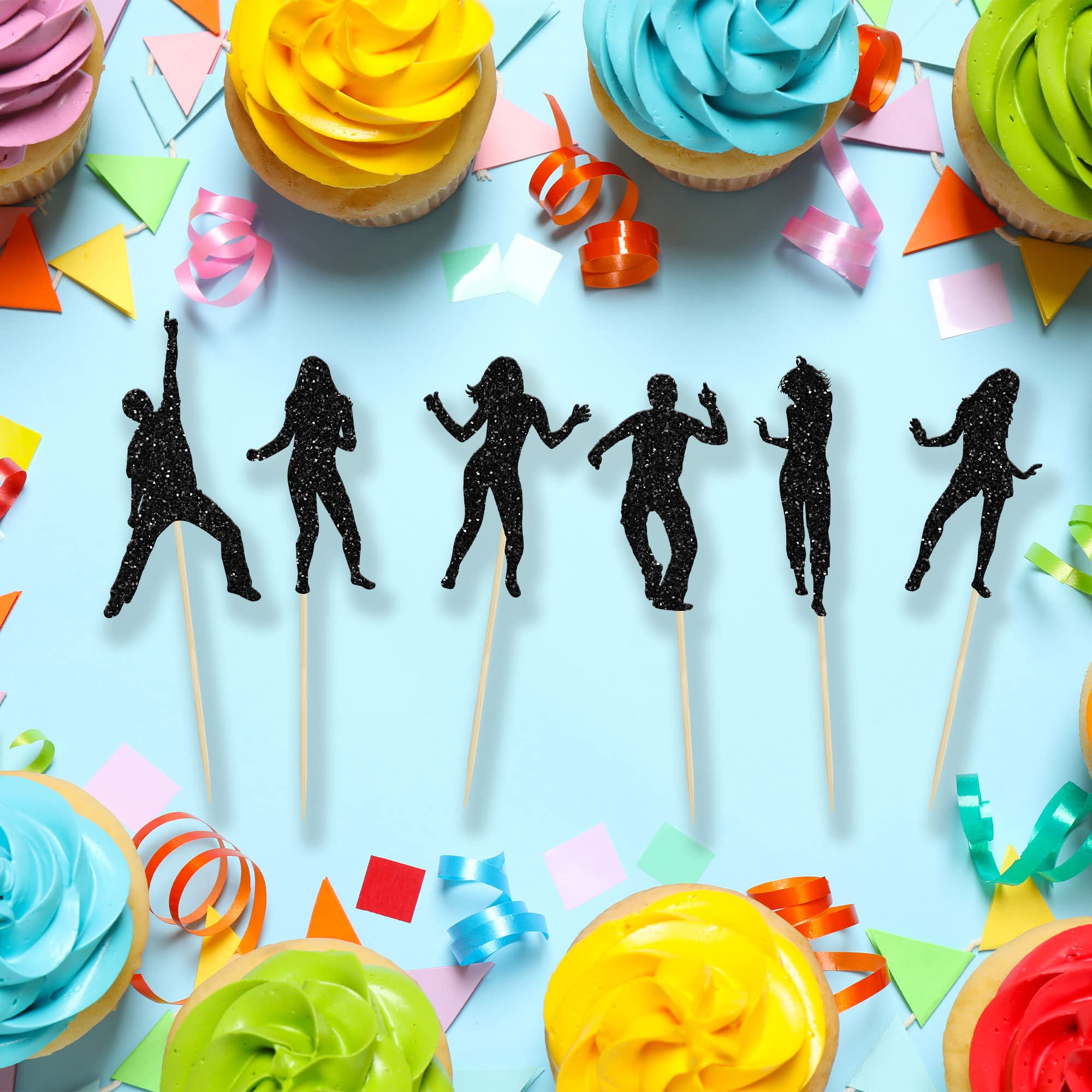 SANYUANHE 19 Stücke Tortendeko Street Dance Kuchen,Hip Hop Cupcake Topper,Rock Musik Thema Geburtstagskuchen Dekorationen,Happy Birthday Party Supplie