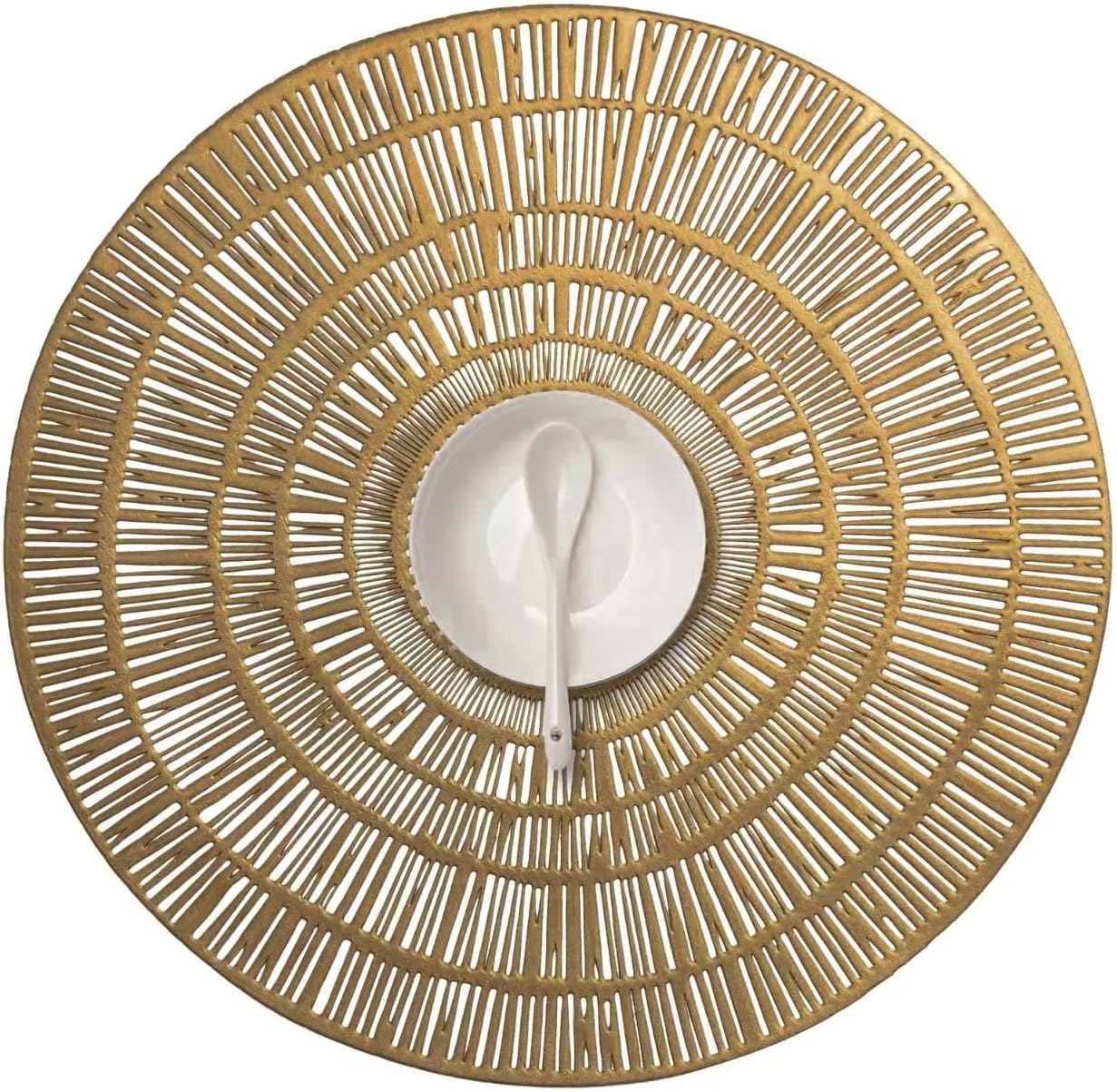 FunWheat Round Gold Mentalic Placemats Set of 6 Washable Easy Clean Place Mats Indoor Outdoor Shining Table Mats(Gold Circle)