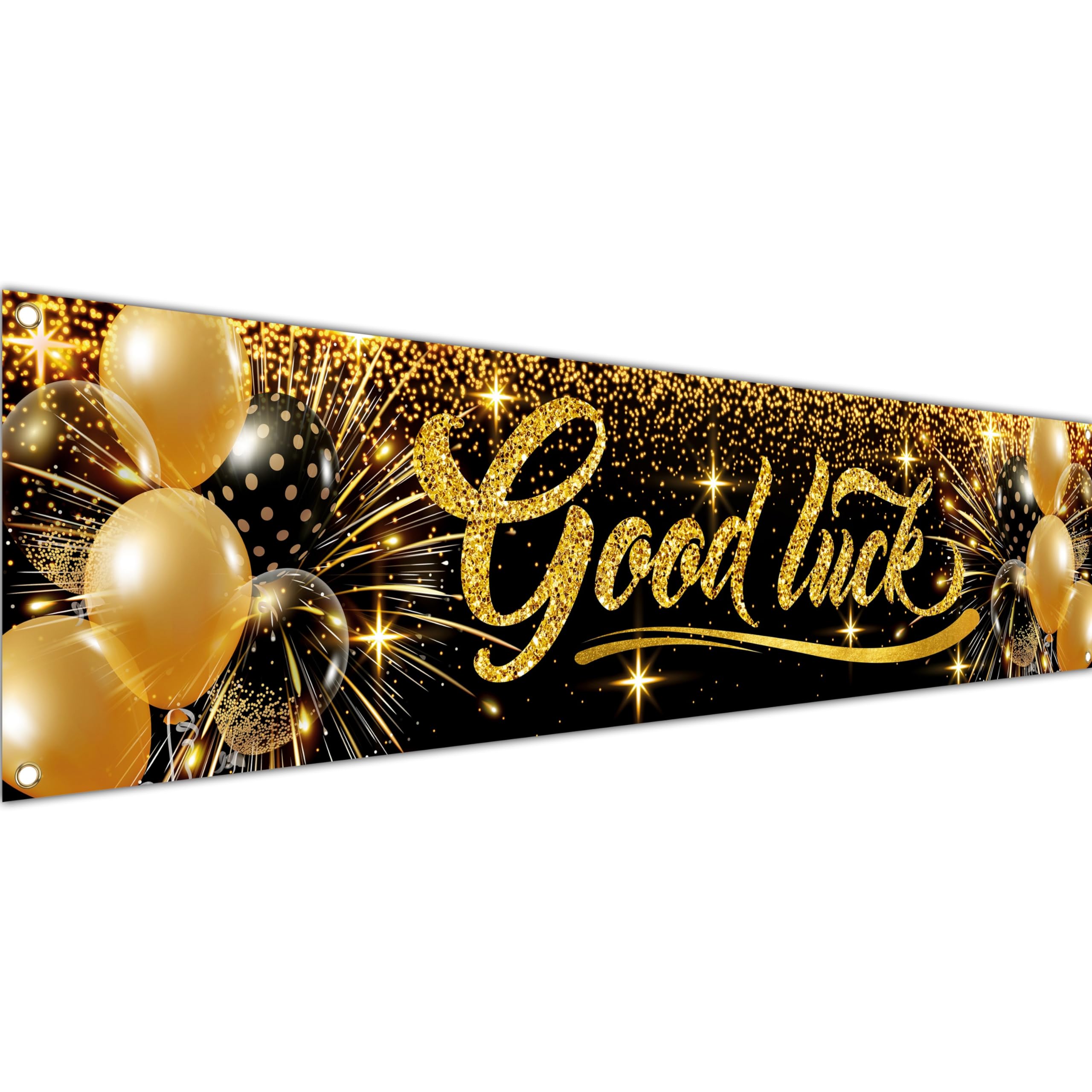 We Will Miss You Banner - Good Luck Decorations 6 x 1.3ft - Farewell Banner - Going Away Party Decorations - Double Stitched (Black & Gold)