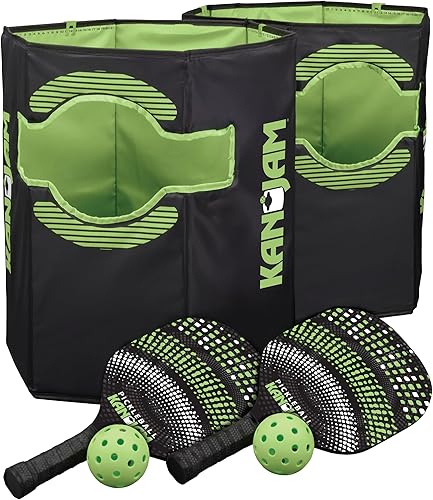 Kan Jam Pack 'n Go Pickleball - Pelota portátil para 4 jugadores, juego al aire libre con 2 paletas y 2 bolas