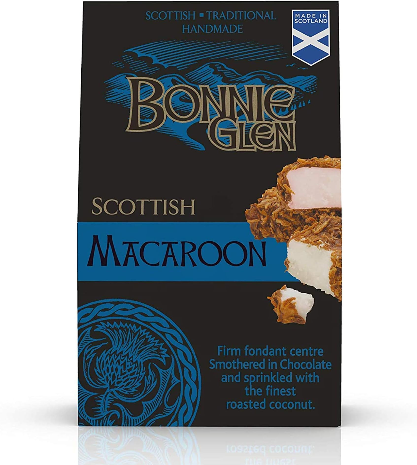 Macaroons: Bonnie Glen - Handmade Traditional Coconut Chocolate Scottish Macaroon - Pouch 150g, Artisanal, Premium Quality, Scottish Favourite Treat, Gift Idea