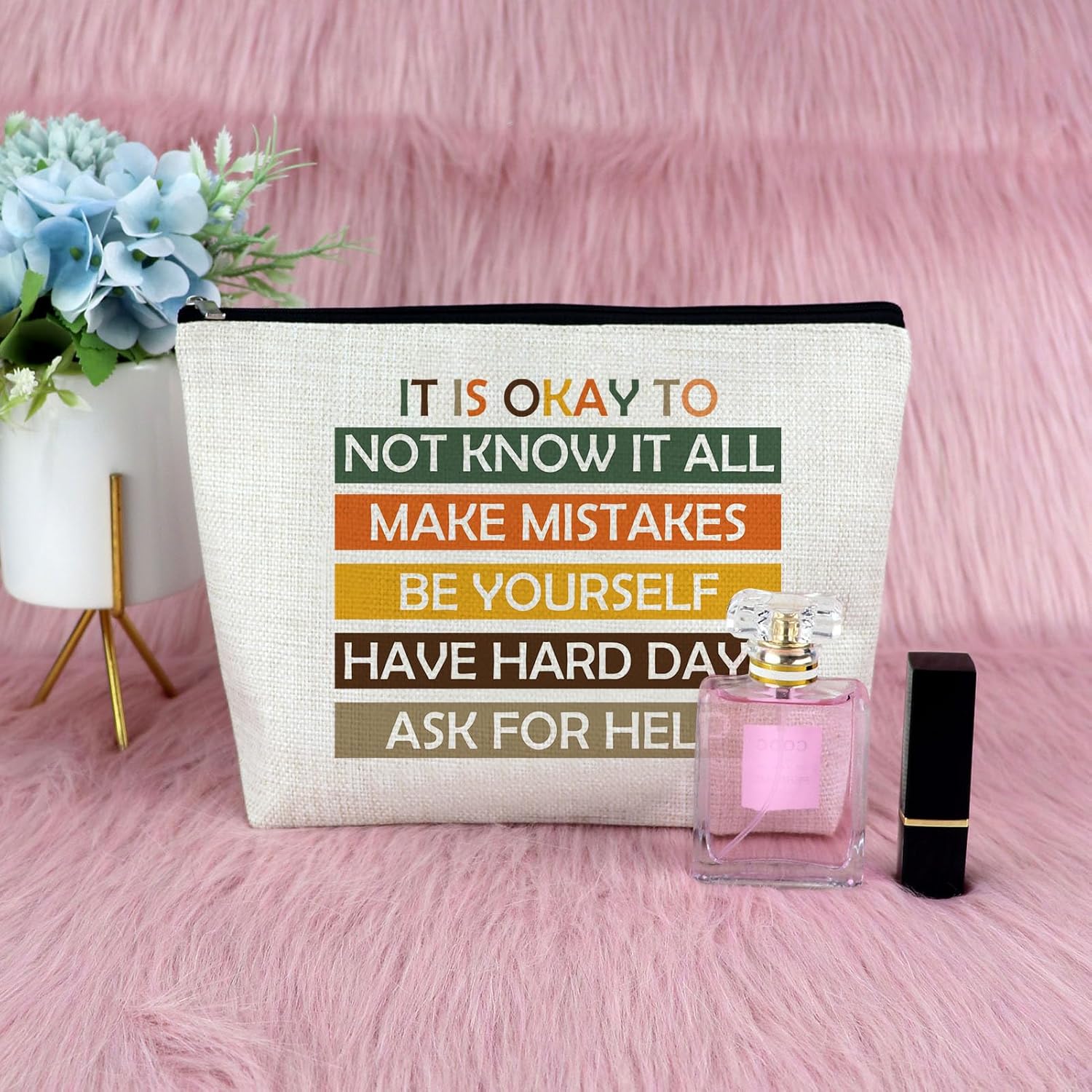 Inspirational Gifts for Women Makeup Bag Encouragement Gifts for Girls Friend Sister Coworker Positive Quote Cosmetic Bag Motivational Birthday Christmas Retirement Presents for Her Mom Zipper Pouch - Image 7