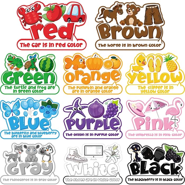 Buy 11 Pieces Color Cutouts Color Poster Fruit Animal Vegetable Word