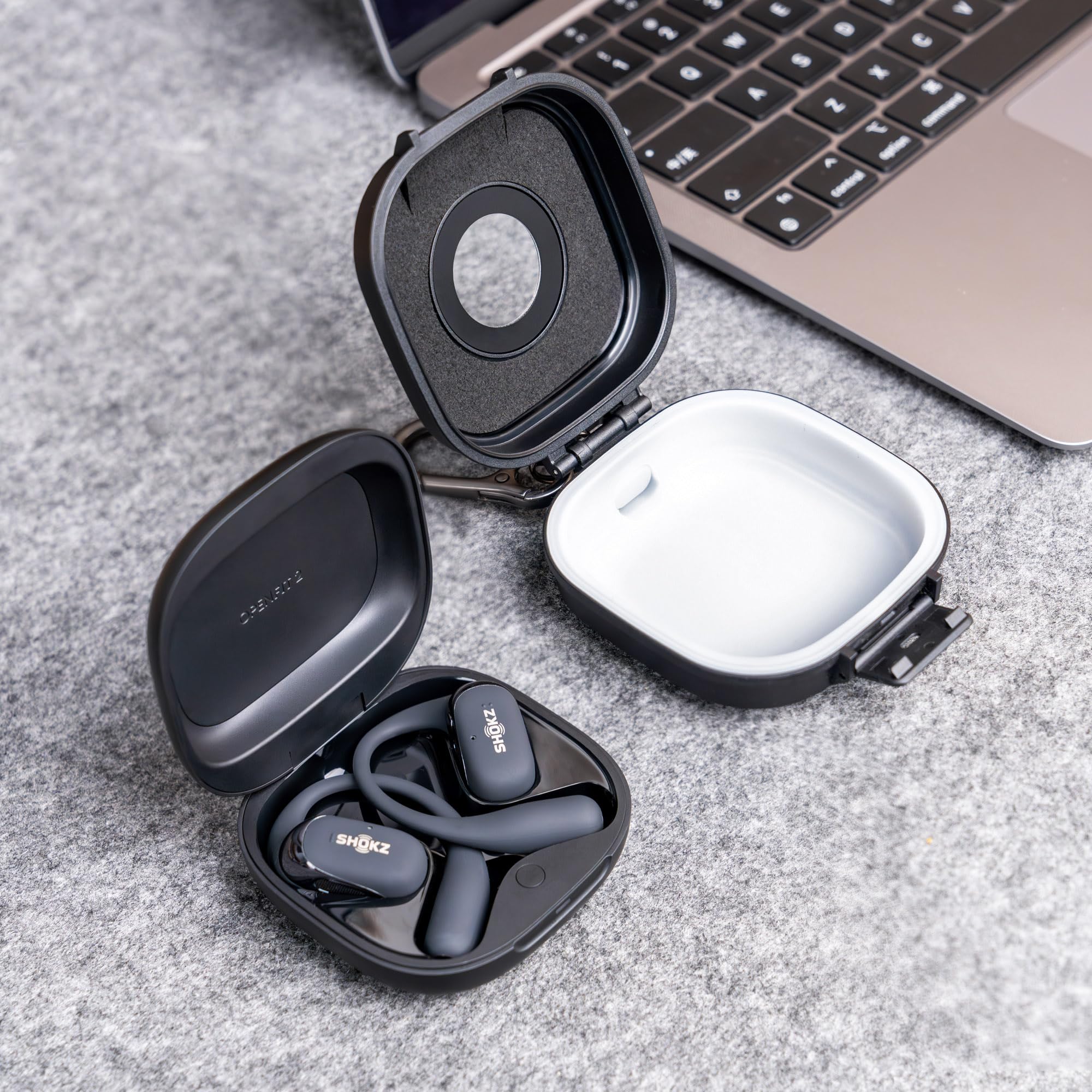 PROfezzion Custodia per Shokz OpenFit 2+, custodia rigida resistente con copertura completa e chiusura di sicurezza per cuffie aperte Shokz OpenFit 2 Plus (non per OpenFit 1 e Open Air)