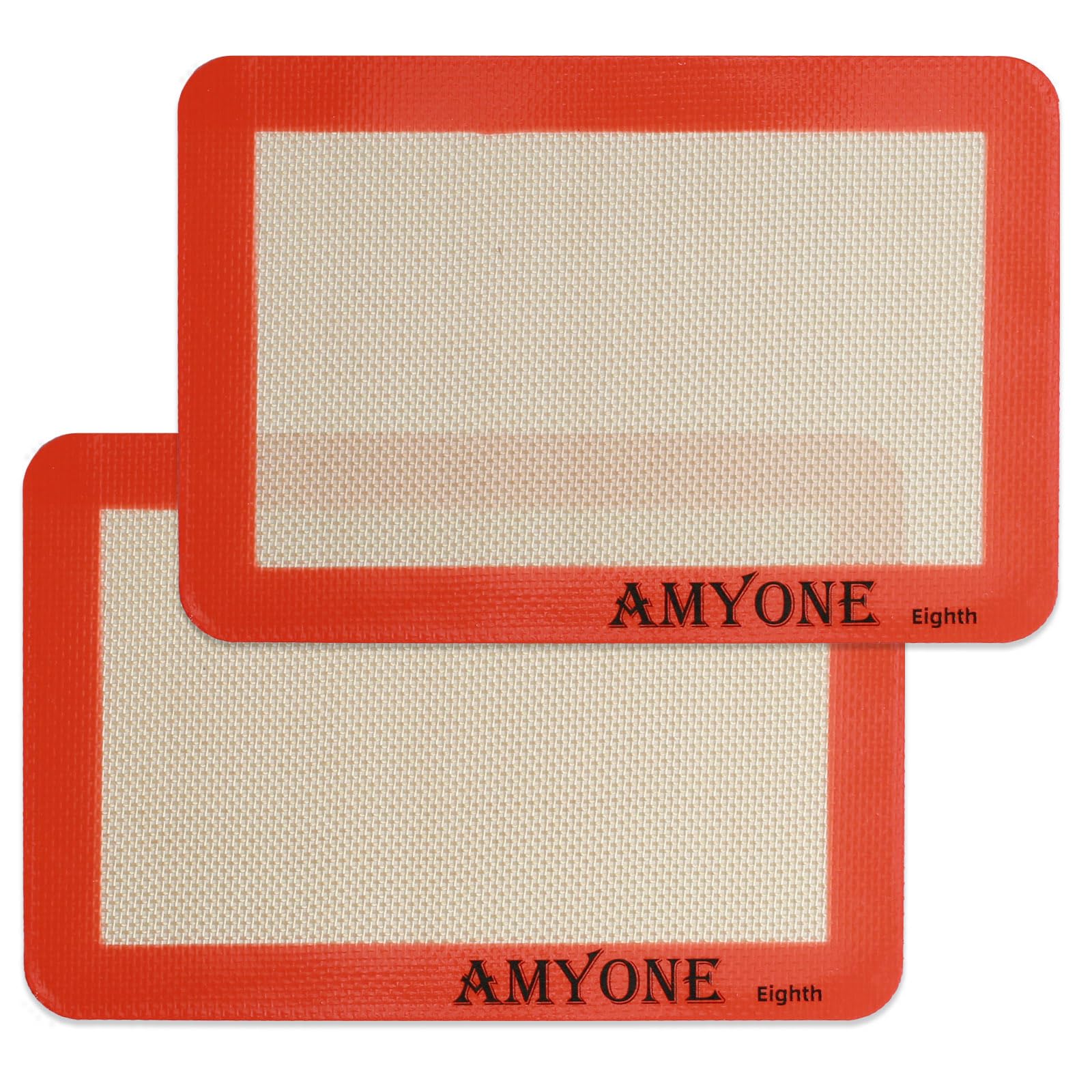 AMYONE Silicone Baking Mat for 1/8 Sheet Pan, Eighth Non-Stick Silicone Baking Sheet Liner for Cookie Macaron Bread Pastry, Food Grade Silicone Mat for 9 x 7-inch Small Toaster Oven Tray, 2 PCS