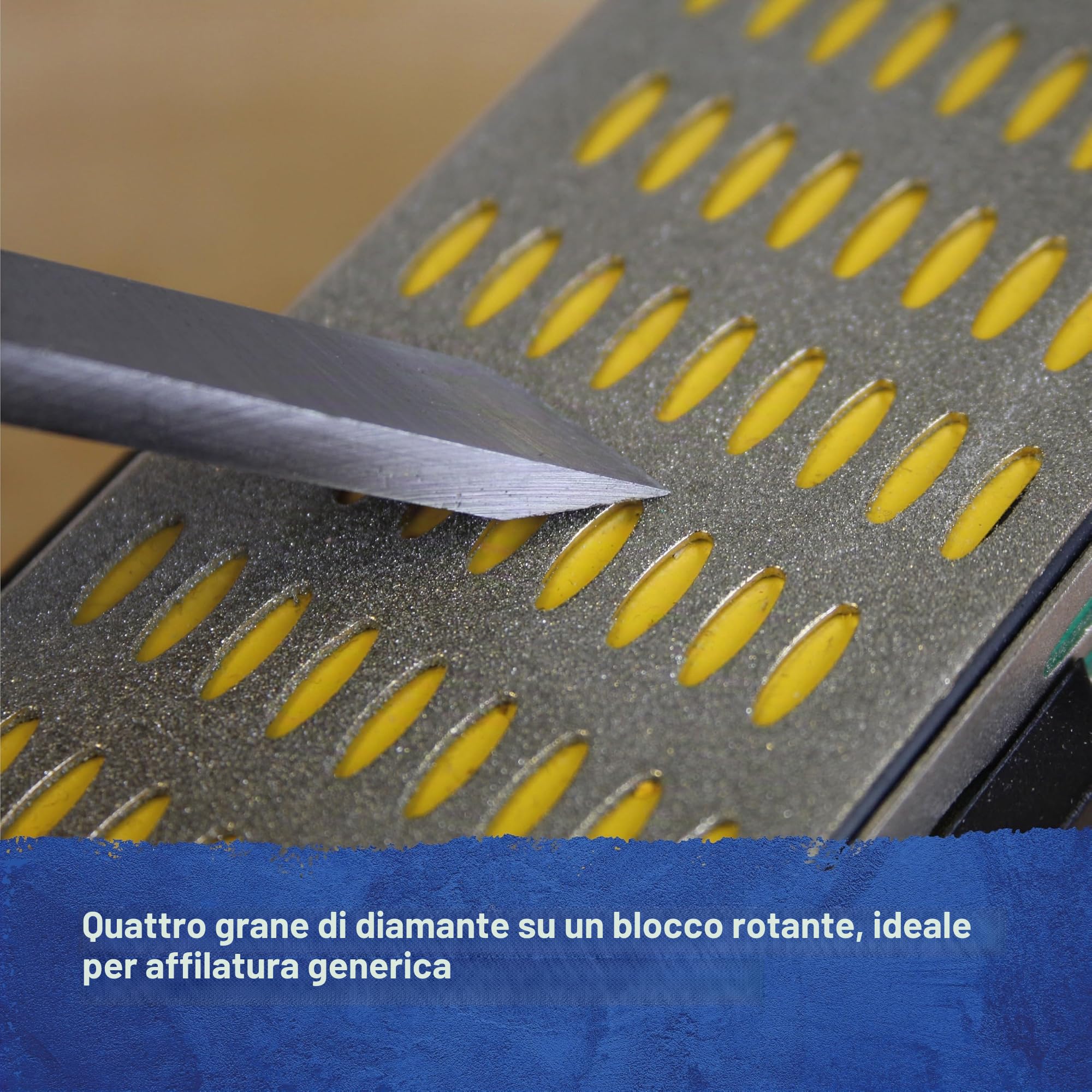 Pietra per affilatura diamantata Faithfull a 4 lati - Affilatrice per coltelli e utensili a grana quadrupla con base antiscivolo, grana 200G / 300G / 400G / 600G per scalpelli, pialle, forbici e lame