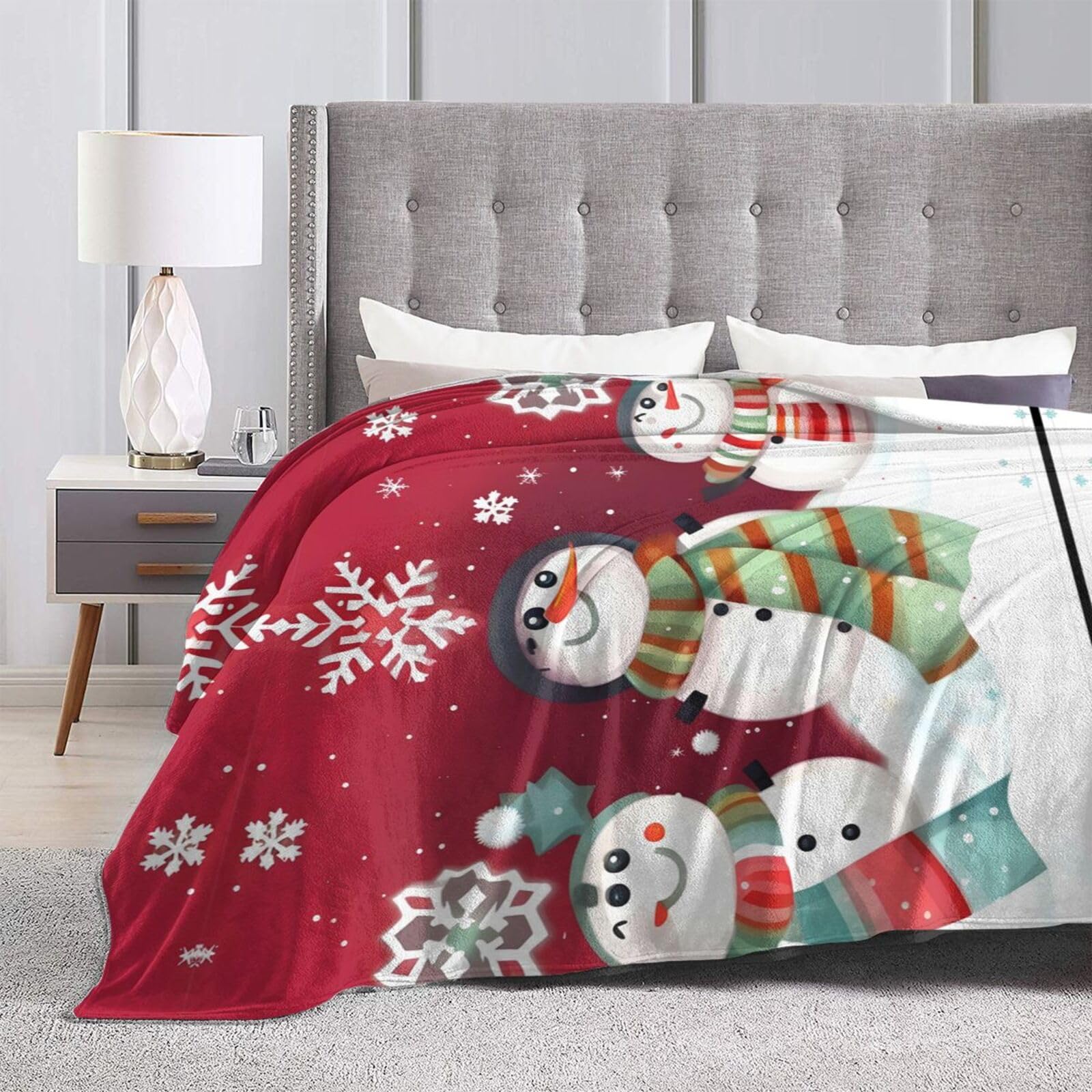 Coperta Morbida In Pile Con Pupazzo Di Neve | Flanella 152x203 Cm | Regalo Invernale