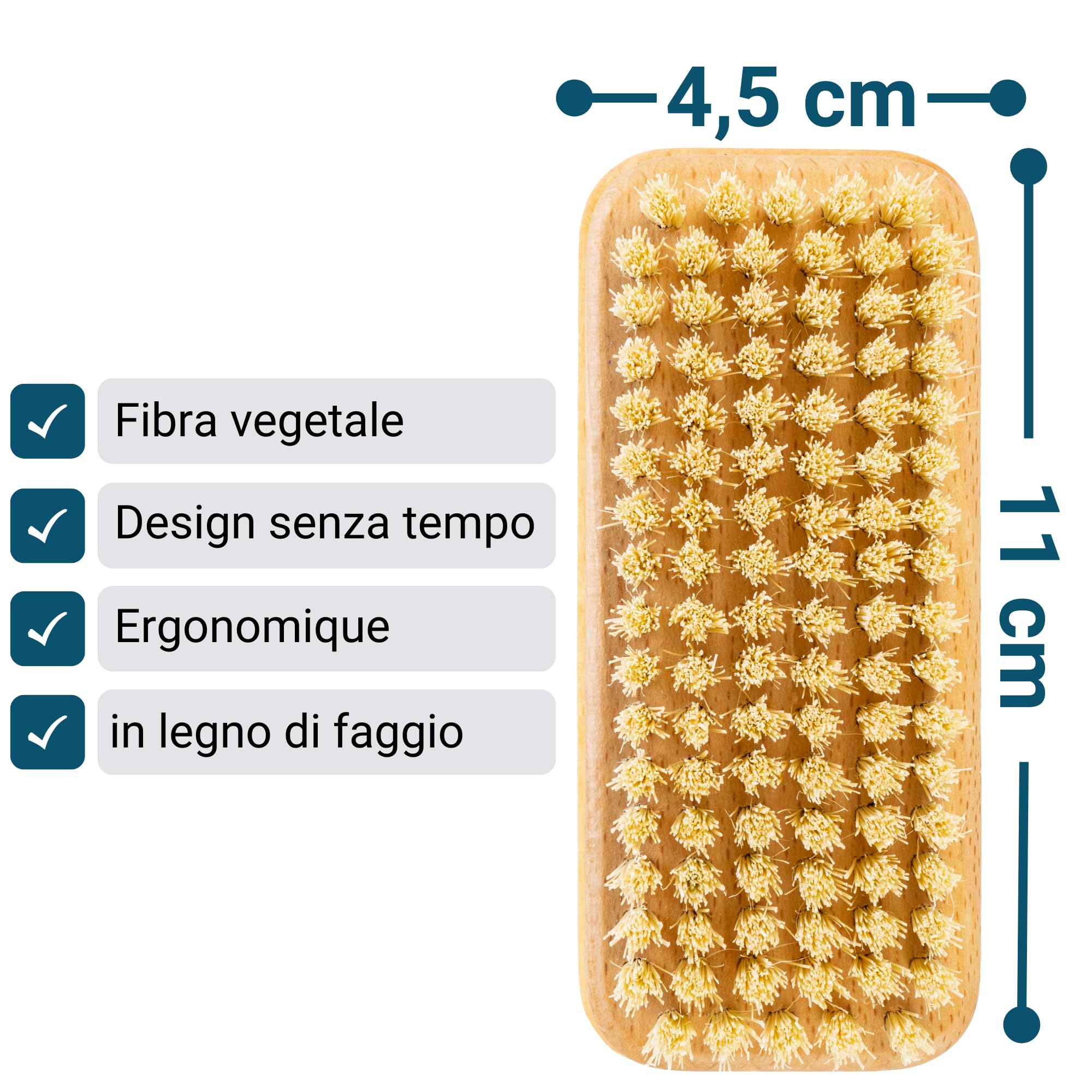 REMOS Spazzola a mano "Artigiano" legno di faggio domestico con fibra vegetale