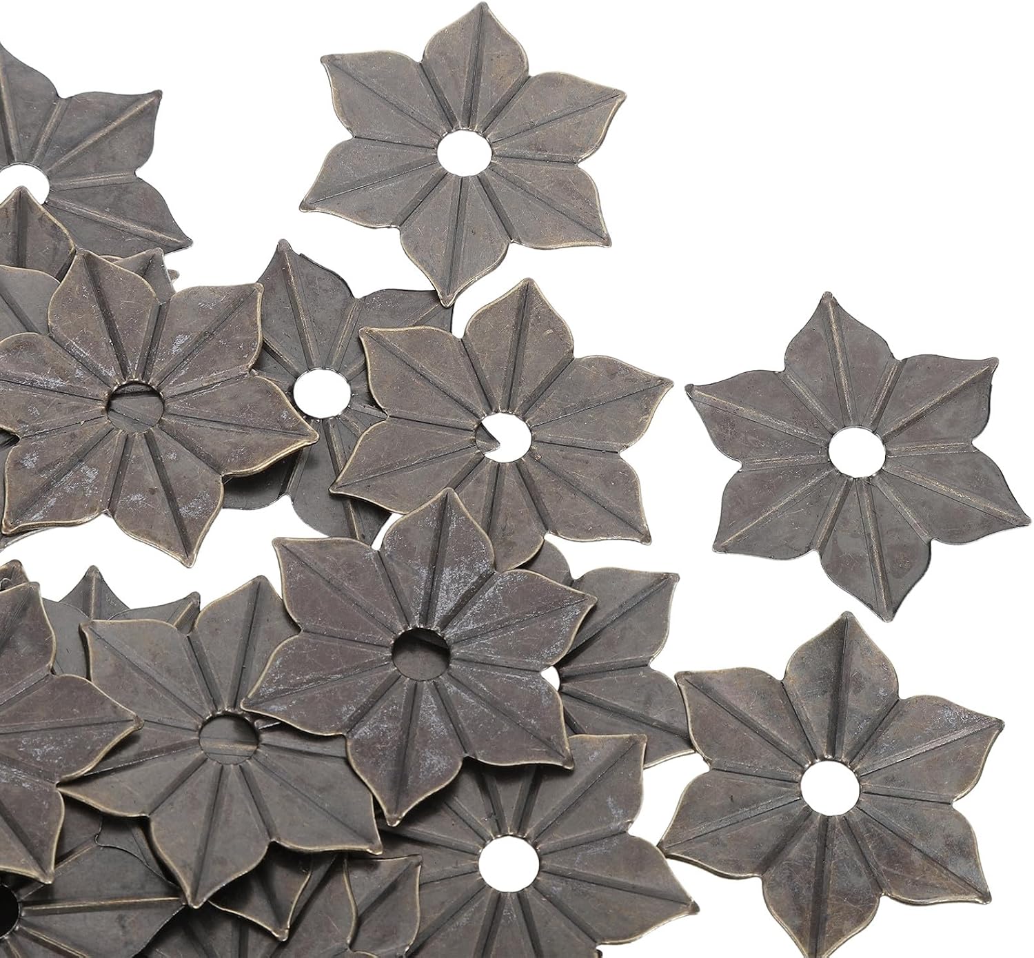50pcs Floral Washer Backplates: Petal Escutcheon Plates for Cabinet, Sofa, Storage Chest - Decorative Metal Washer for Furniture Reinforcement