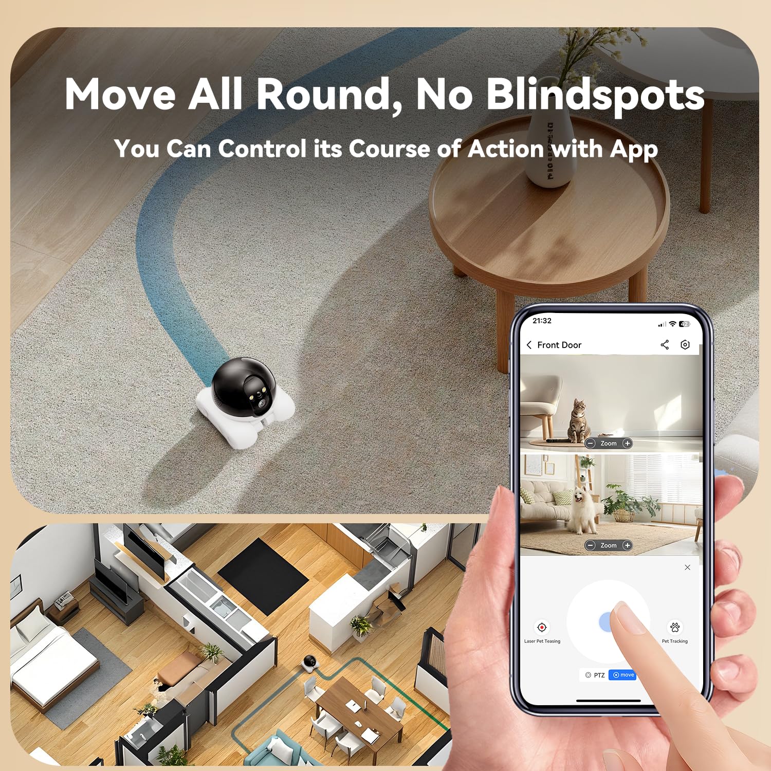 Remote Bot Camera Dog Cameras With Phone App SHFOUZY 2026 New 1080p HD DIY Bot Robot Home ...