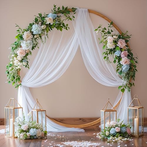 Miniatura 7 de Besutolife Cortinas de arco de boda cortina de fondo transparente para boda ceremonia fiesta ventana bufanda decoración 2 paneles de 275 x 224