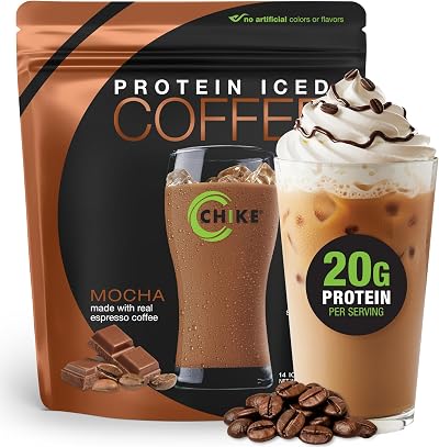Chike Mocha High Protein Iced Coffee, 20 G Protein, 2 Shots Espresso, 1 G Sugar, Keto Friendly and Gluten Free, 14 Servings (15.3 Ounce)