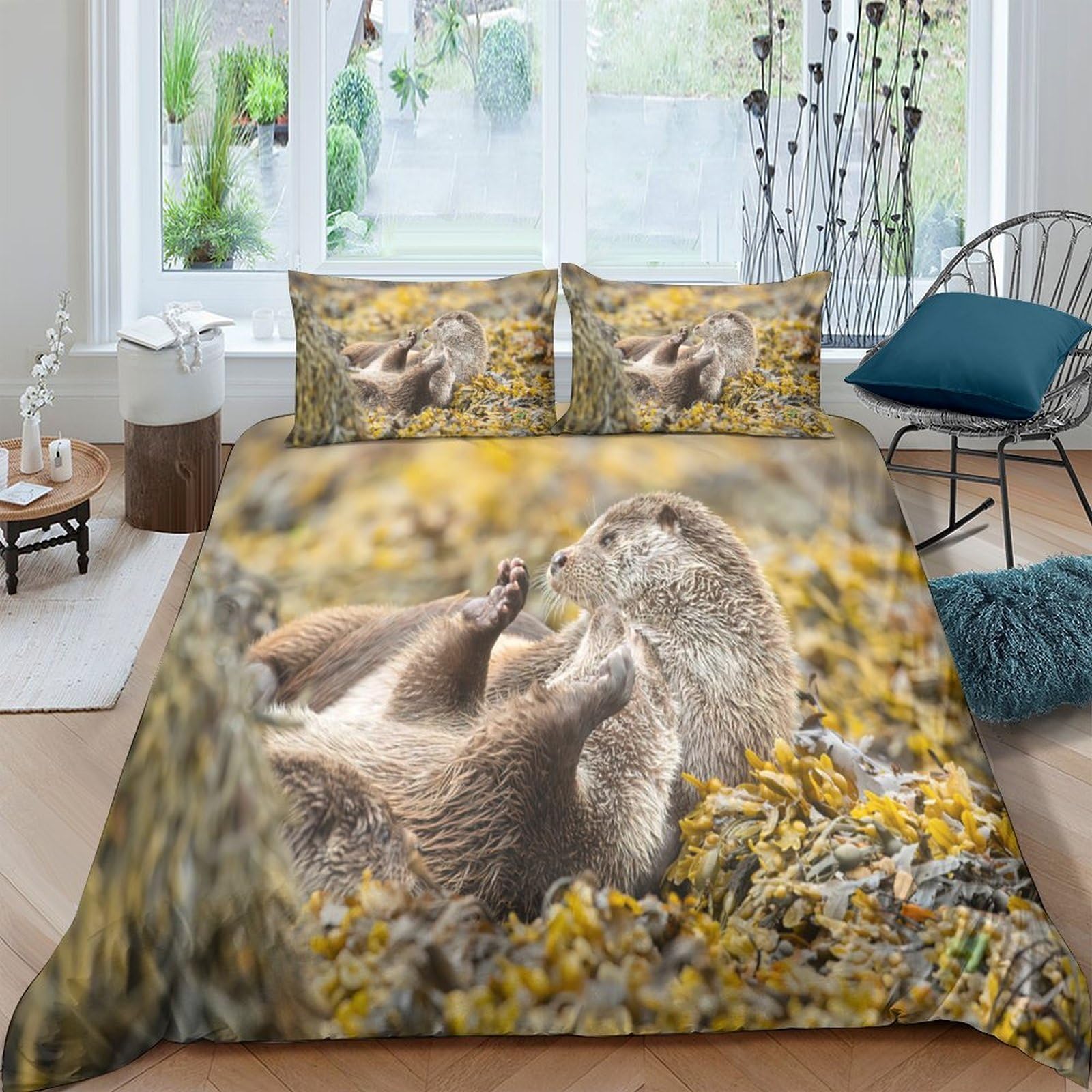 Ctjqhvkz Style-8 3D Printed Hedgehog Forest Fitted Sheet Microfiber Soft Yellow Floral Mattress Cover For Bedroom Guest Room Decor Single（135X200cm）