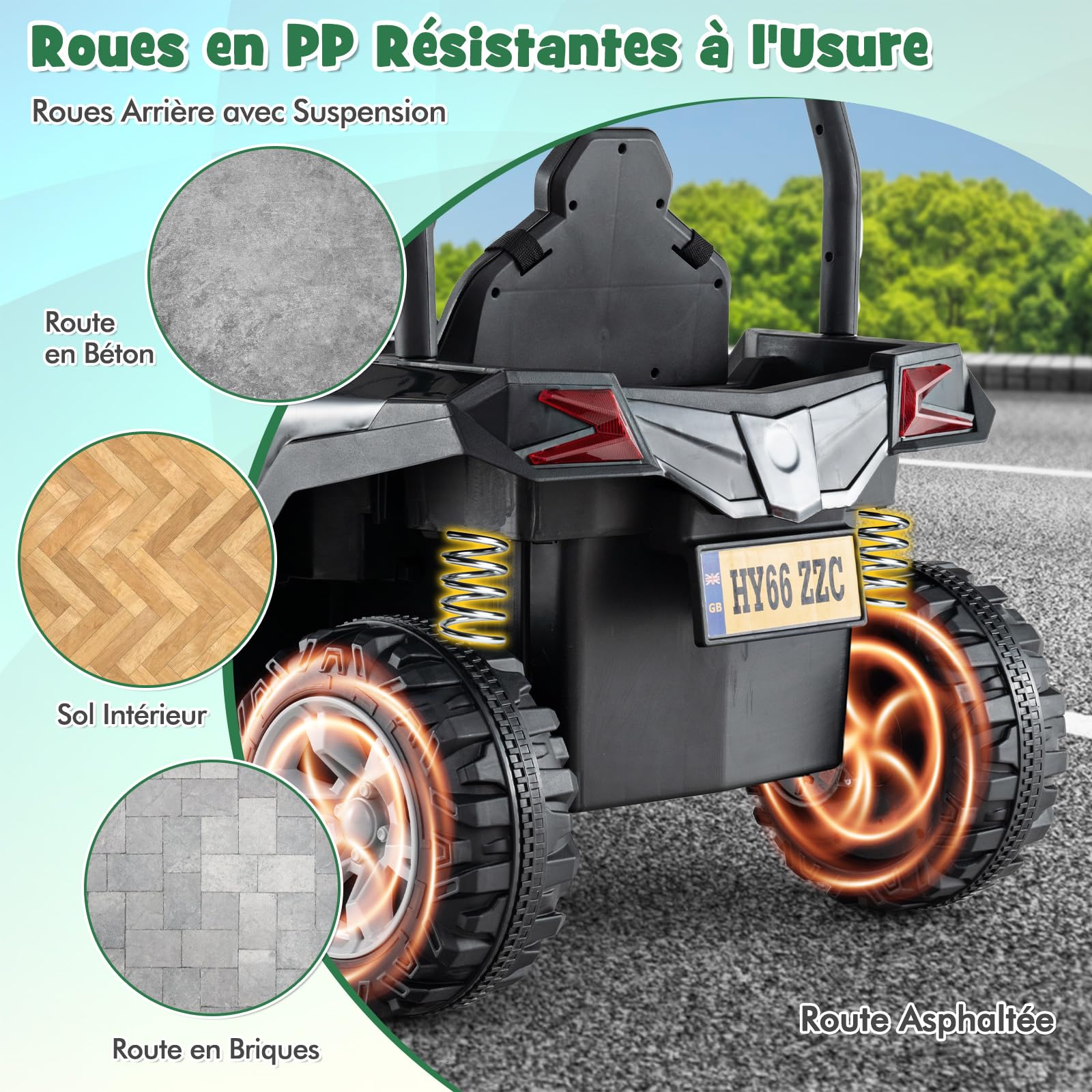 COSTWAY 24V Voiture Électrique Enfant avec Télécommande & 3 Vitesses(2,5-4,5km/h), Véhicule Électrique à 4 Roues avec Musique & Lumières LED, Démarrage Lent, Charge 30kg pour 3-8 Ans (Vert)