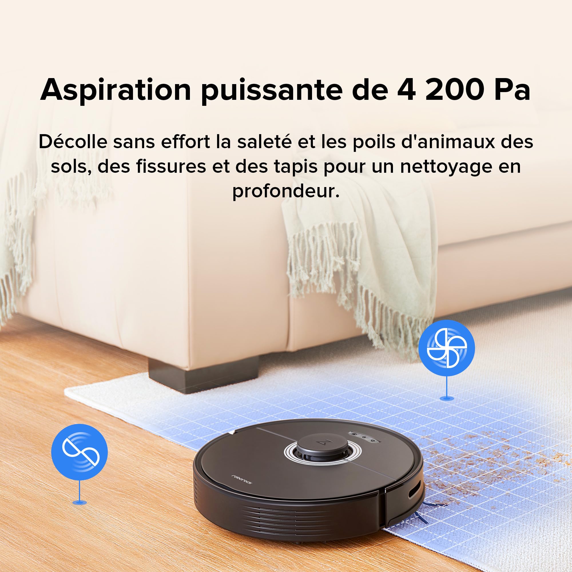 roborock Q7 Max+ Saugroboter mit Absaugstation, Vollgummibürste, 4200Pa Saugkraft, Wischroboter PreciSense-LiDAR-Navigation & 3D Mapping, Teppiche, Tierhaare, App/Alexa (Schwarz) (Generalüberholt)