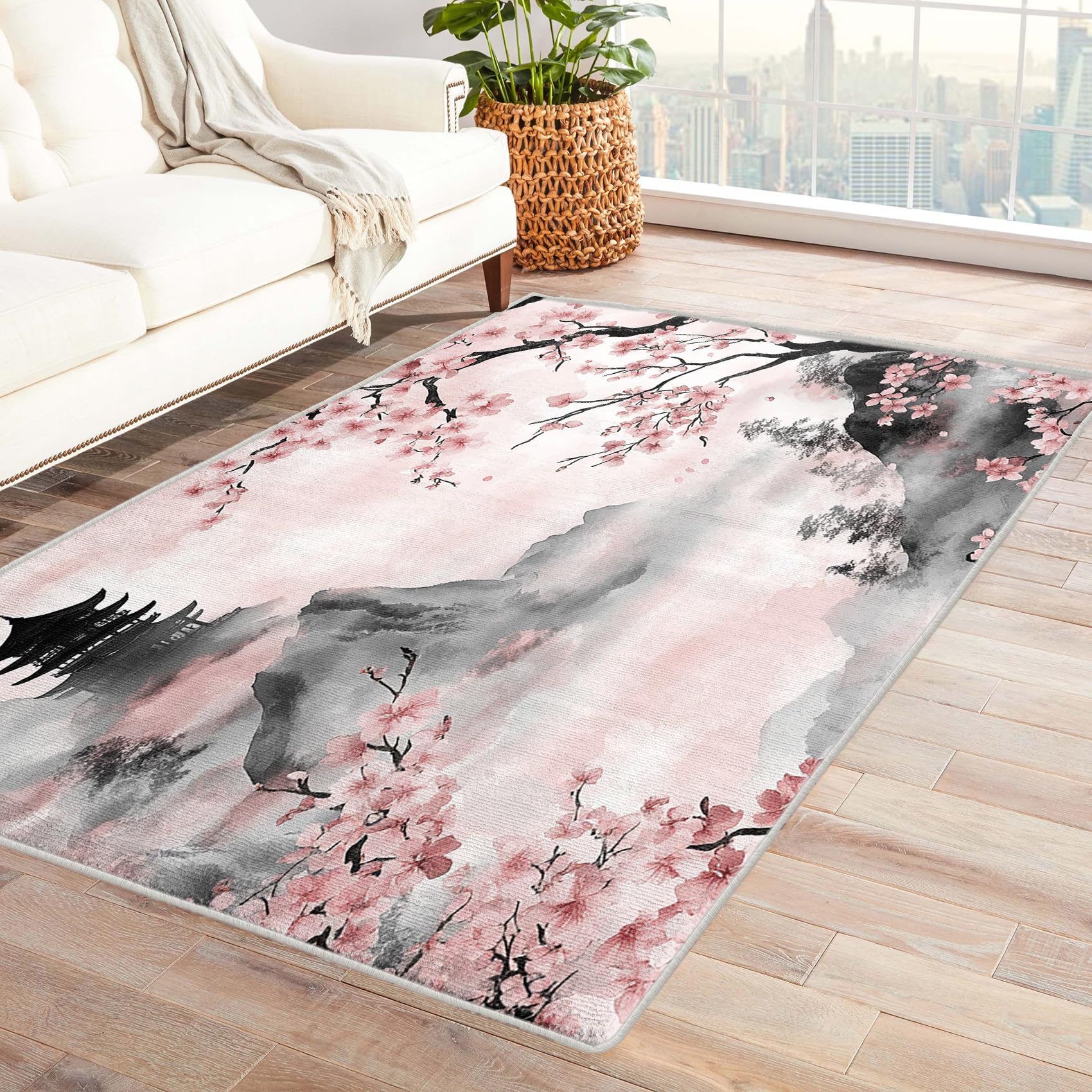 ★Hiroass★asian interior ★Glass＆Flowerset Amazon.com: Cherry Blossom Rugs for Living Room 8x10, Asian
