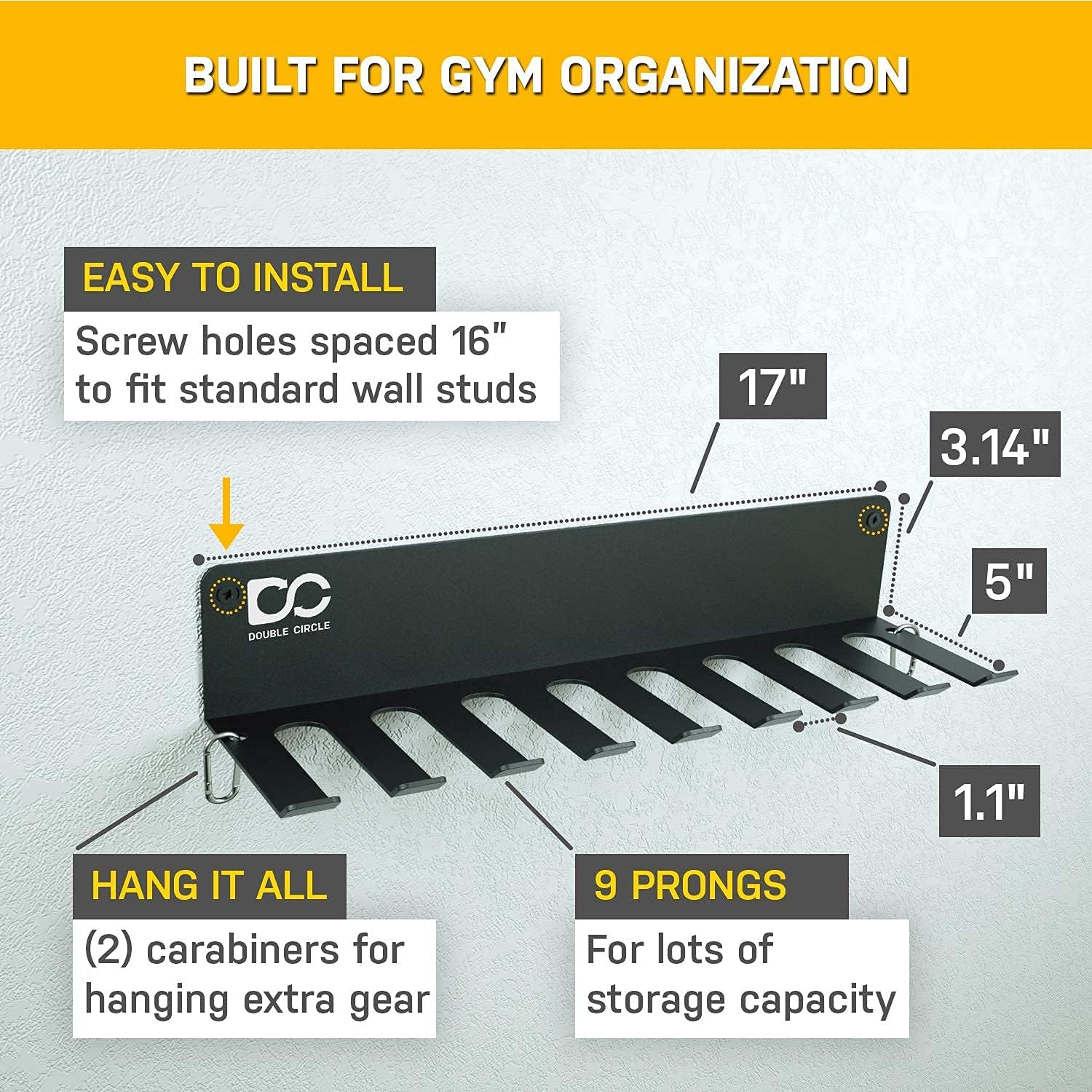 Double Circle Gym Rack Organizer Bundle Deal, 12 Hooks Gym Storage Rack and 9 Hooks Workout Gear Hanger : Sports & Outdoors