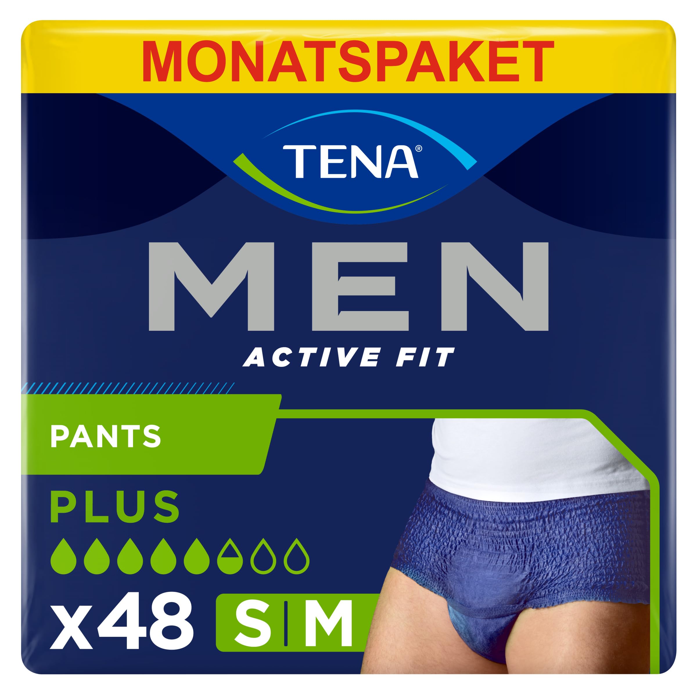 Tena Ropa interior hombre para perdidas de orina / incontinencia, M, 4 paquetes x 12