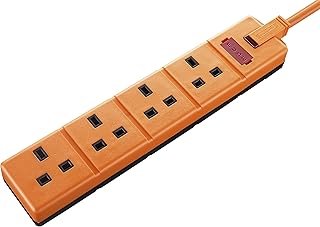 Permaplug by Masterplug EXS1344O-01 Four Socket Extension Lead with Power Indicator, 4 Metres, Orange