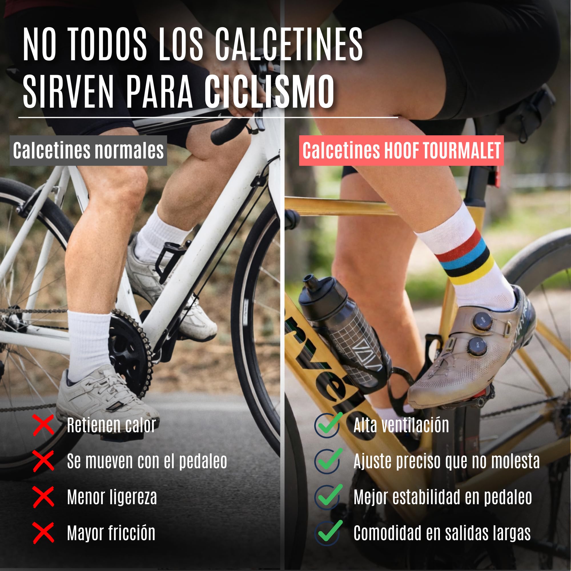 HOOF - Calcetines de Deporte para Ciclismo Ultraligeros - Transpirables y Cómodos - Material Técnico Vaporfeel - Calcetines Antiampollas Unisex