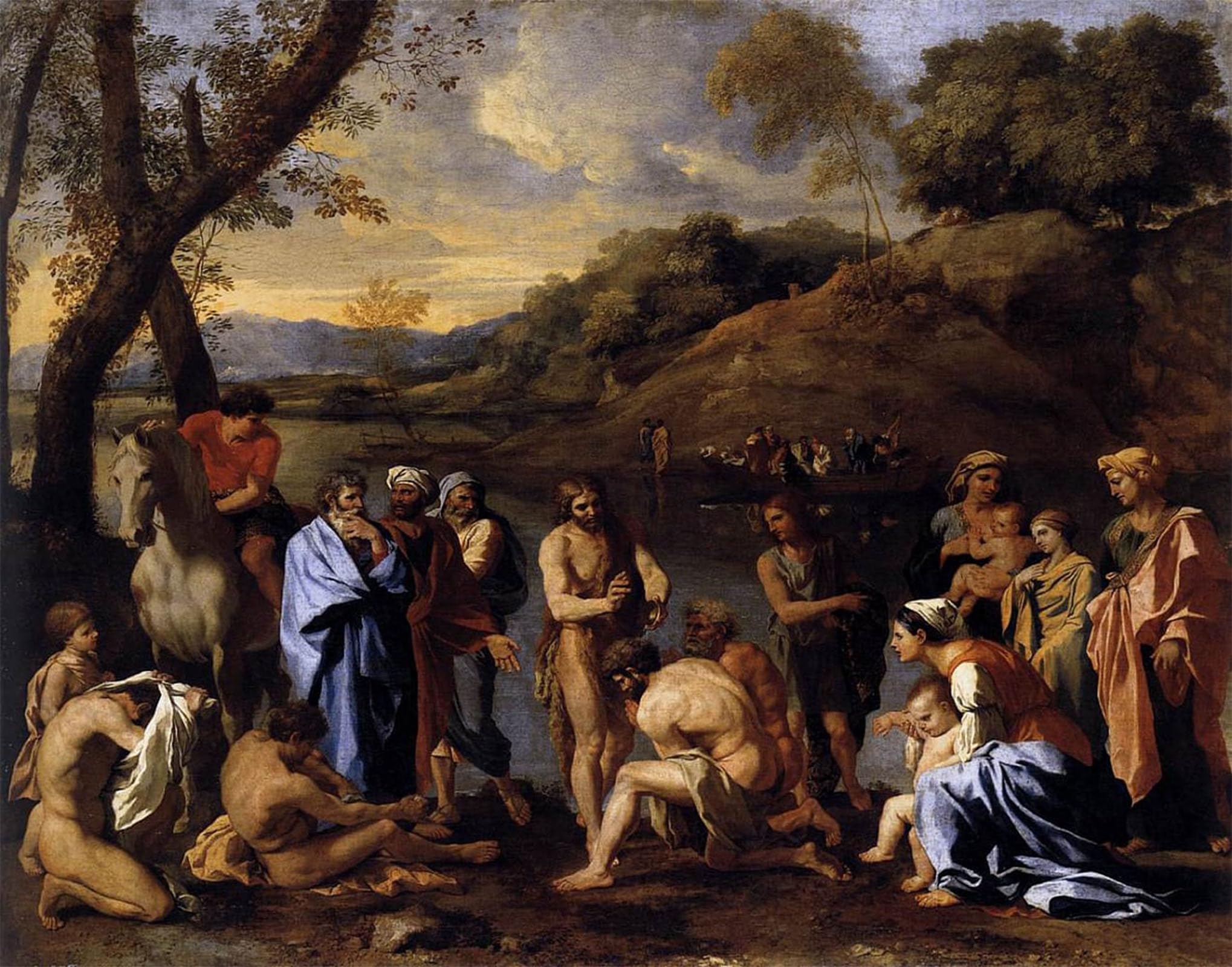 SERENDIPITP Vintage Picture Print on Canvas Wall Art Poster St John the Baptist Baptizes the People by Nicolas Poussin Artwork Print Poster for Wall Decor 60x90cm