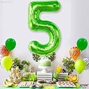 Katchon, Light Green Number 5 Balloon - 40 Inch | Big, Green 5 Balloon Number for 5th Birthday Decorations for Boys | 5 number balloon for 5th Birthday Decorations Girl, Dinosaur Birthday Decorations gallery image
