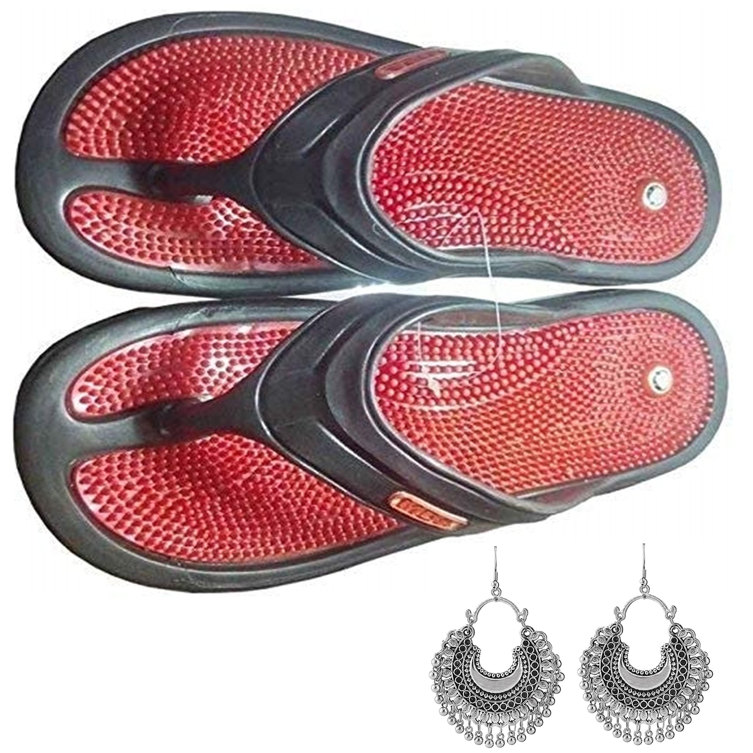 Super India Store Unisex Acupressure Slippers Sandals For Pain Relief & Total Health Care (Red-10) (B01DWITRZK) Amazon Price History, Amazon Price Tracker