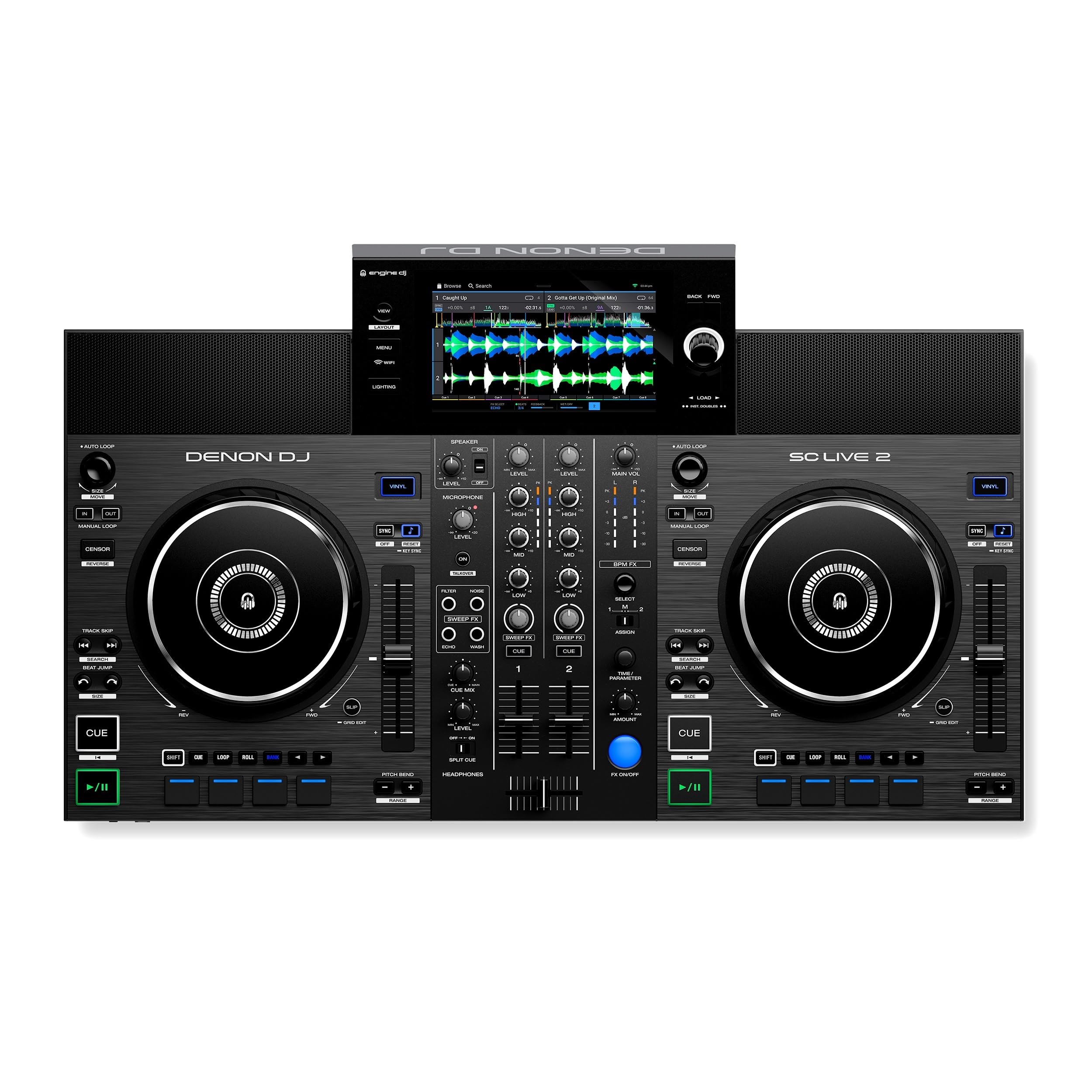 Denon DJ SC LIVE 2 – Console DJ con streaming da Amazon Music, Schermo Touch da 7”, Wi-Fi, casse, supporto per Serato DJ & Virtual DJ
