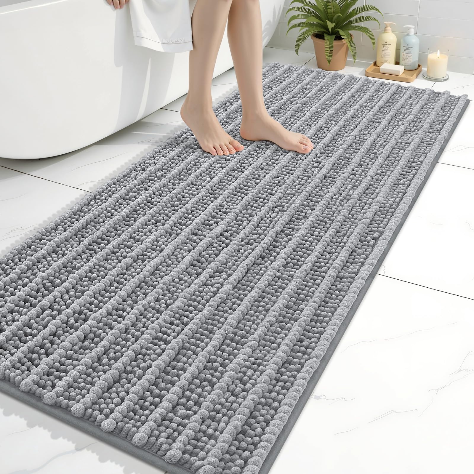 Arotive Bathroom Rugs Mat 60x24, Soft Absorbent Chenille Shaggy Bath Mat