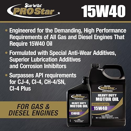 Miniatura 4 de STAR BRITE Aceite de motor Pro Star Super Premium SAE 15W-40  Alto rendimiento, protección de motor resistente  Cumple con API CI, CJ-4 y más  32