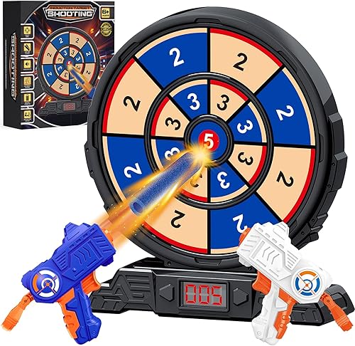 Juguete de disparo para niños de 5 6 7 8 9 10 años de edad objetivo de disparo digital con 2 pistolas de juguete 20 dardos de espuma juegos de