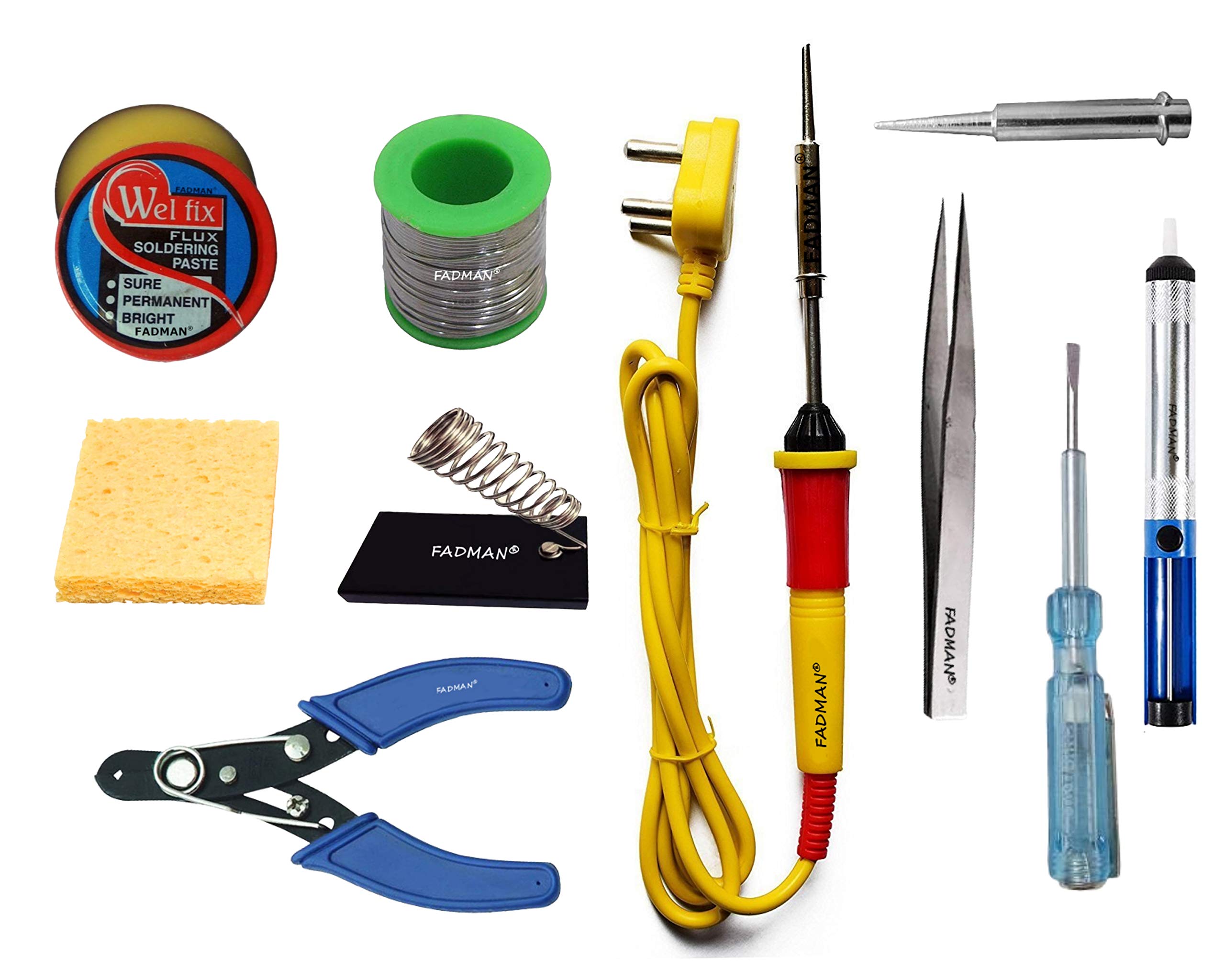 FADMAN BASIC COMPLETE KIT TYPE-10 SOLDERING IRON KIT | TESTER | PUMP | CUTTER | SPONGE | TWEEZER | BIT | STAND | SOLDER WIRE | PASTE | YELLOW SOLDERING IRON | (B08R67HJ6J) Amazon Price History, Amazon Price Tracker