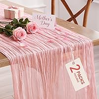 Pureegg 2-Pack 120" Cheesecloth Table Runner Dusty Pink - Boho Gauze Rustic Decor for Easter Wedding Baby Shower Farmhouse Parties
